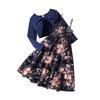Kinder Mode Kleid Langarm Strickjacke Zweiteiliges Set, Frühling und Sommer Mädchen Neckholder Kleid Set