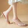 fashion Transparent Pvc High Heels Slippers Women Sexy Clear Metal Thin Heeled Sandals Woman Summer 2024 Silver Open Toe Jelly Slides