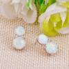 White Gold White Stud Earrings Pendant Round Earrings Opal Jewelry