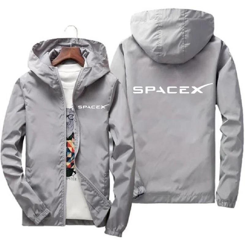 Mountaineer clothing 2026 Nieuwe Heren SpaceX Space X Logo Hoodies Print Casual Lente en Herfst Beschermende Racepakken Sport Ritssluiting Jas Jassen L