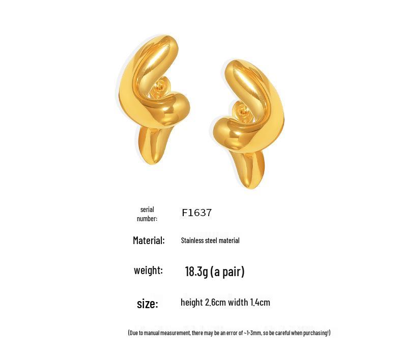 European-American Design Spiral Stud Earrings: Minimalist Stainless Steel Bestsellers for Autumn & Winter