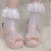 Lolita Summer Knee Socks With Lace Trim And Heart Pattern For Girls