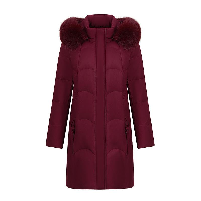 Medium and Long Winter New Hooded Slim-fit Thickened White Duck Down Over The Knee Fashion Warm Jacket