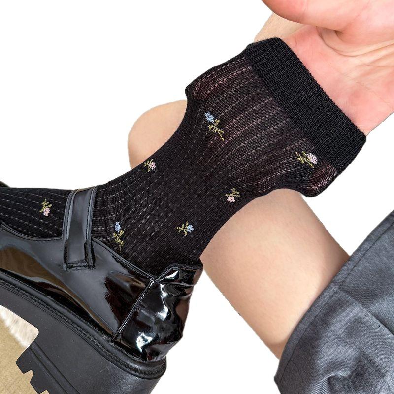 All-in-One Dünne Karte Floral Retro Mittelange Socken Mesh Atmungsaktiv Und Vielseitig Socken