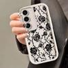 Black Rose Flower INS For Samsung Galaxy Case S24 S23 S22 S21 Ultra Plus Fe A55 A54 A53 A52 A35 A25 A15 A14 5G Phone Y2k Cover