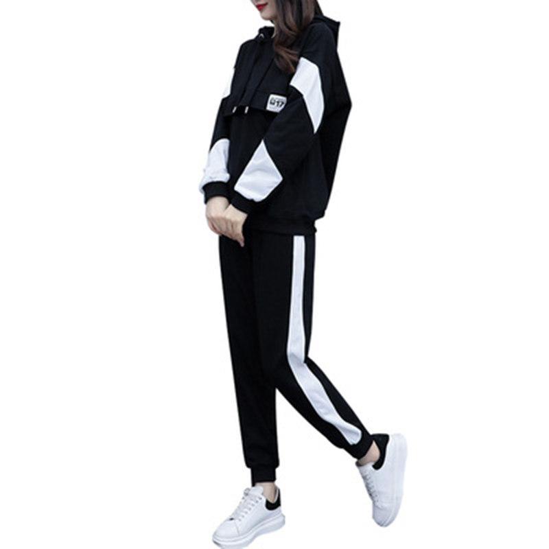 Fashion Women Casual Two-piece Suits Long Sleeve T-shirt and Pants