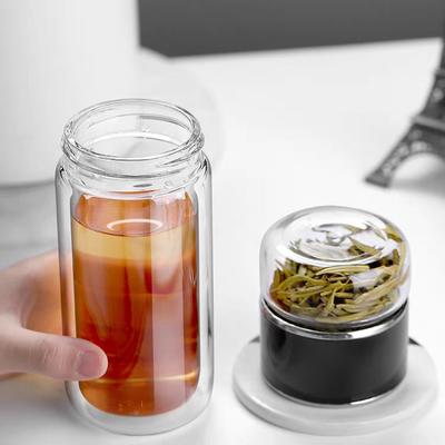 Doppelschichtige Glastasse Tee Trennung Büro Tee Kaltaufguss Teetasse Mit Anti-Tropf-Filtersieb