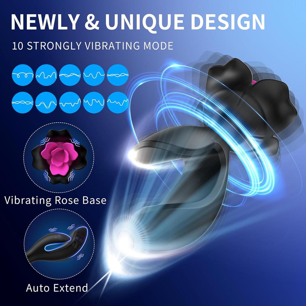 Anal Plug Vibrator Sex Toys Expanding Vibrating Butt Plug with 10 Vibration Modes Rose Toys G Spot Vibrators Anal Toys Prostate Massager Adult Toys