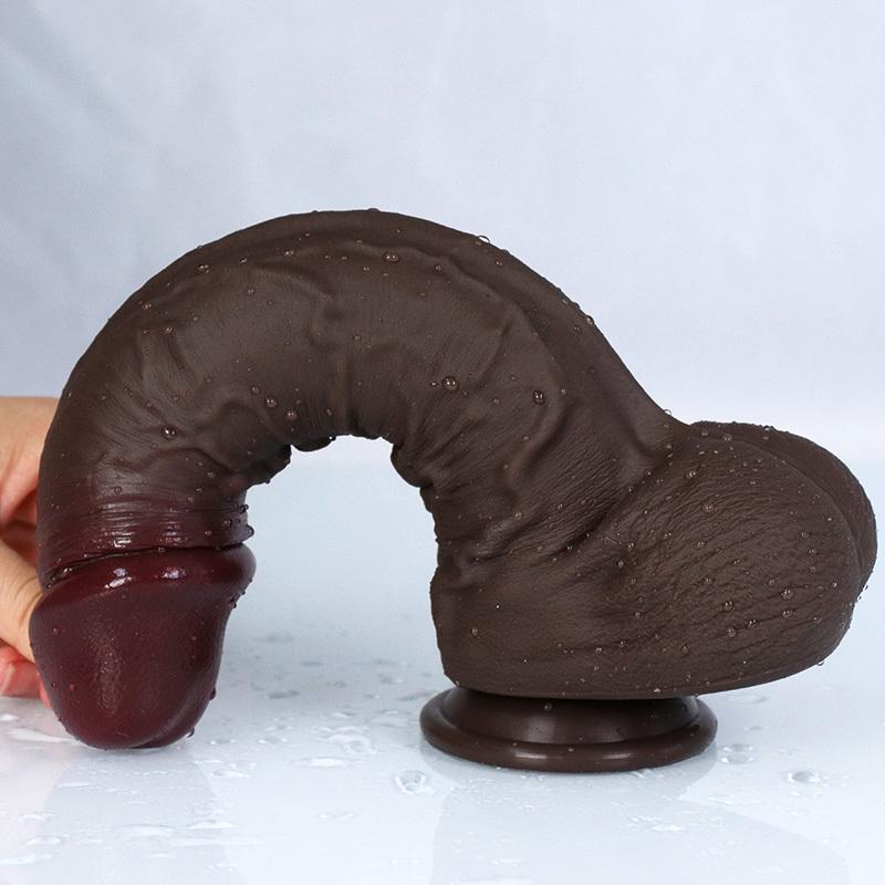 Liquid Silicone Realistic Dildo with Strong Suction Cup, Soft Textured Personal Massager for G-Spot & Prostate,Body-Safe Silicone, for Men & Women