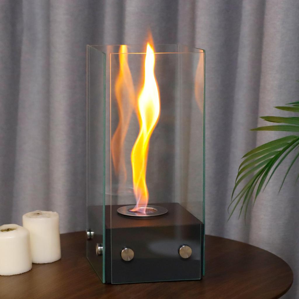 JHY DESIGN Portable Tabletop Bioethanol Fire Bowl 34cm Clean Ventless Fire Room or Office Stylish Gift for and More Fireplace, Pot, Tall, Smokeless,