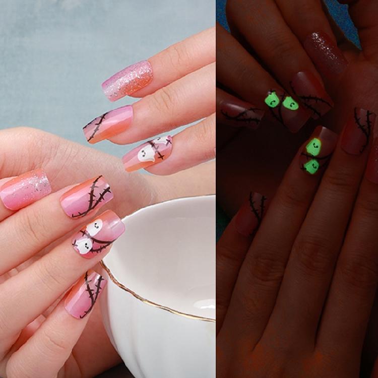 Halloween Full Nail Strips Full Nail Wraps Luminous Halloween Nails Stickers Gel Nail Strips Nails Art Decoration