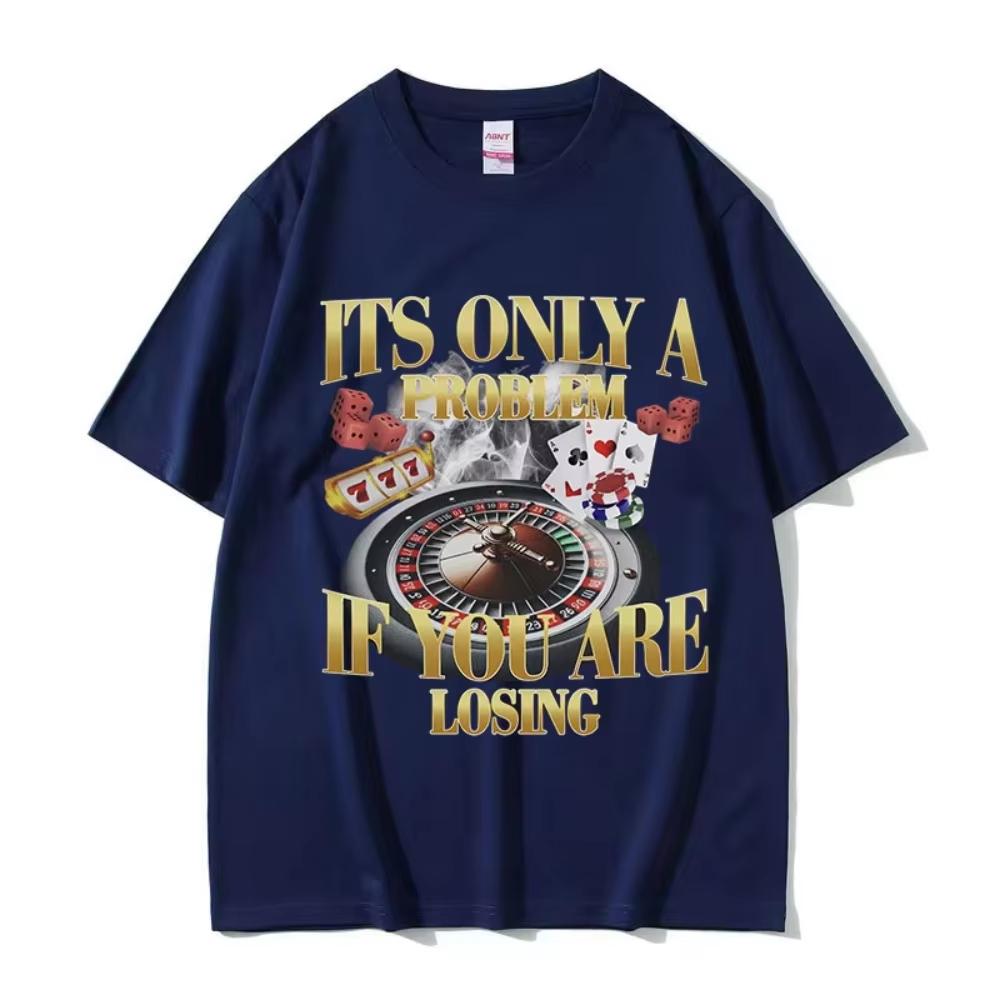 Zwycięzcy Nigdy Się Nie Poddają Zabawny Meme Hazardowy Koszulka Unisex Vintage Wysoka Jakość Moda Damskie Koszulki Casual Bawełniana Oversize Koszulka