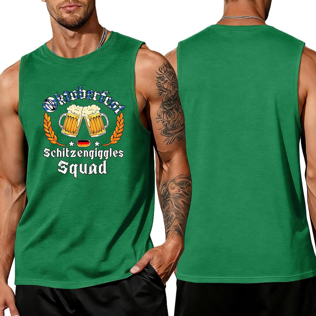 Men's Sleeveless Tank Top Casual Loose Fit Summer Muscle Shirt Oktoberfest Graphic Printed Vest Comfortable Cotton Blend