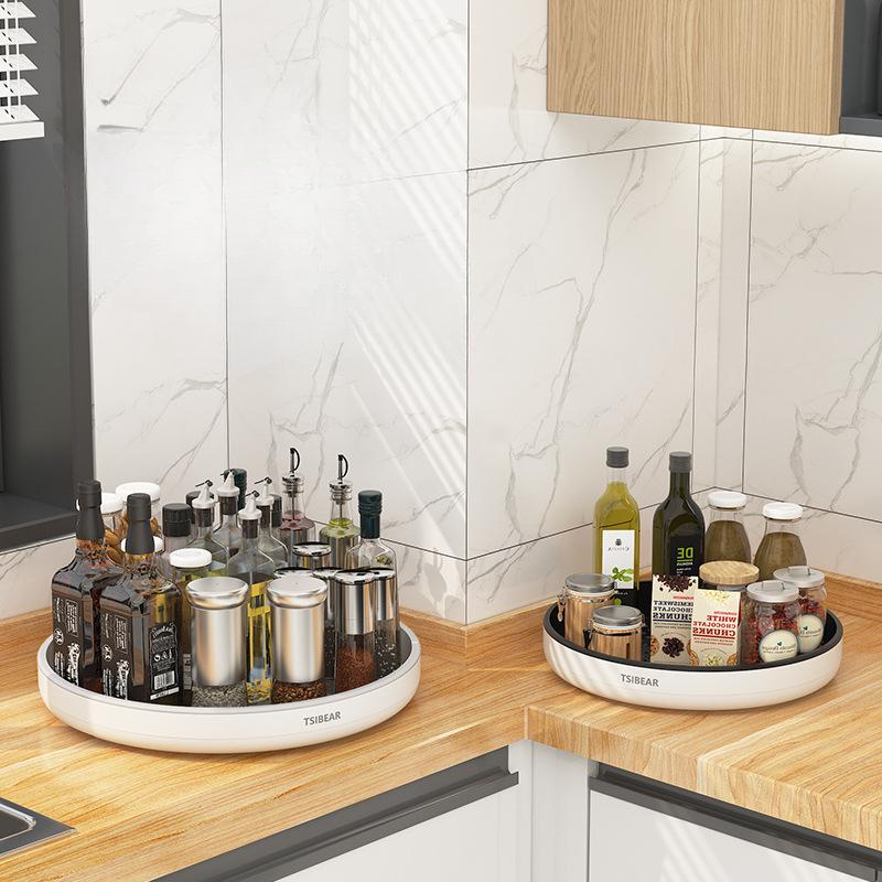 Kitchen Multi-functional Rotating Spice Plate Storage Spice Rack Round Storage Rack Storage Organizer Turntable