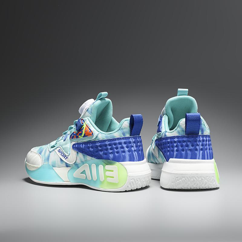 Boys combat non-slip sports shoes  new children's rotary button shock absorbing basketball shoes large children net face