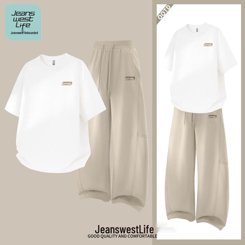 JEANSWEST LIFE Men s Cotton Short Sleeve Top & Quick Dry Curved Trousers Set 3XL