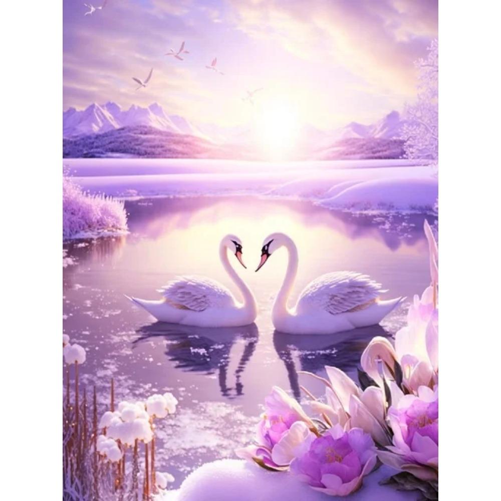 Diamantová malba Full Drill Labuť Slon Kulatý Diamantový obraz Ruční výroba Krásná motýlí květina Vlastní diamantová mozaiková malba Domácí dekorace