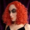 Red-haired, big-mouthed ugly woman mask, quirky party costume mask