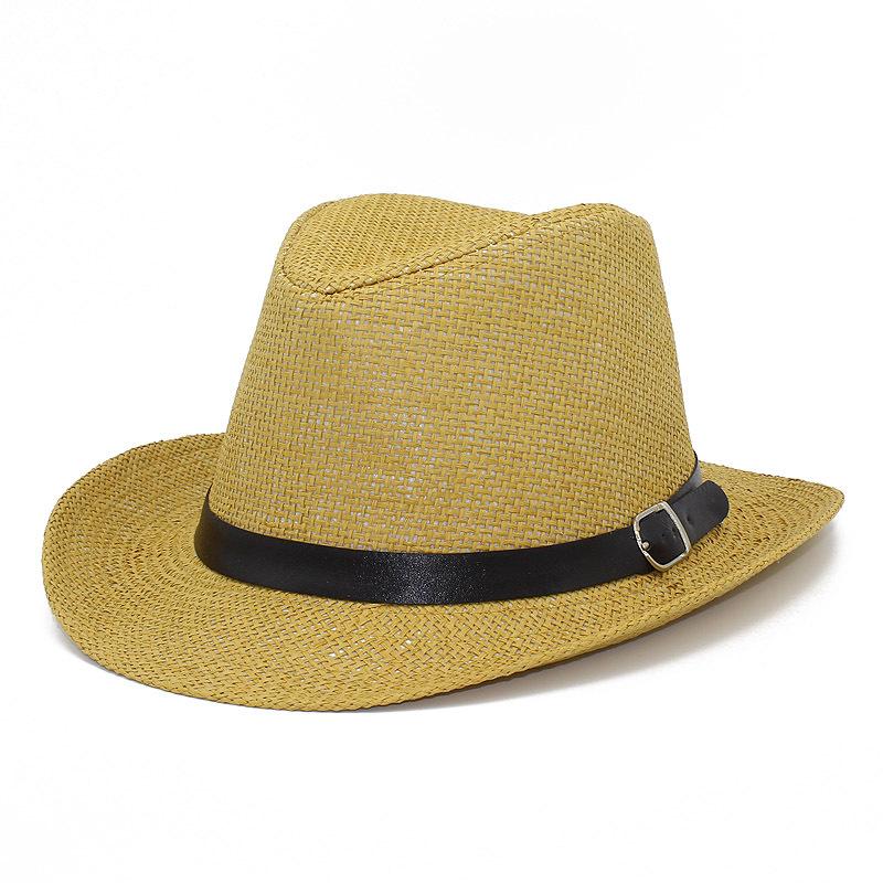 Men and Women Summer Big Roll Along Straw Top Hat Western Cowboy Sunscreen Beach Hat British Jazz Hat
