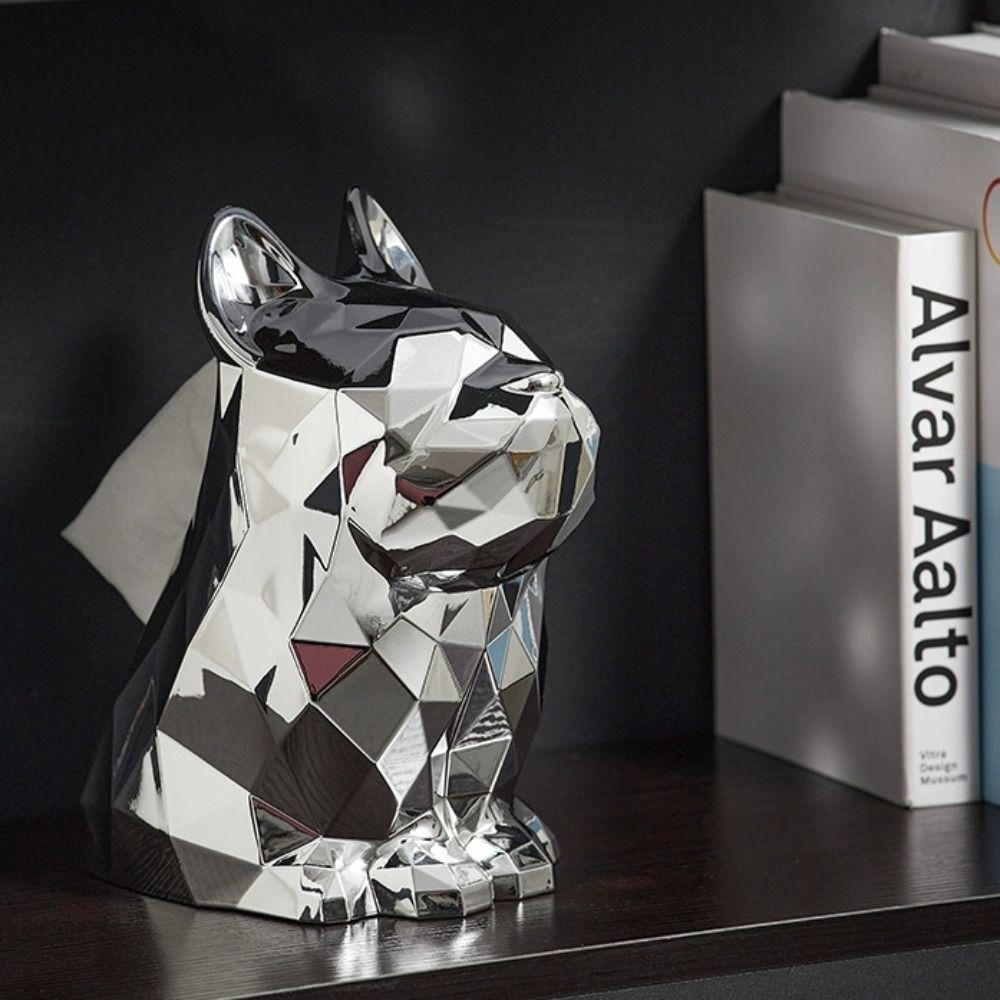 Creative Tissue Box French Bulldog Desktop Storage Box Modern Decor Tissue Paper Case Kitchen