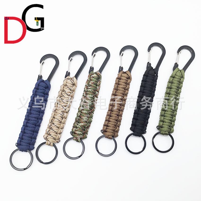 Paracord Woven Keychain with Black Mountaineering Clip for Outdoor Use