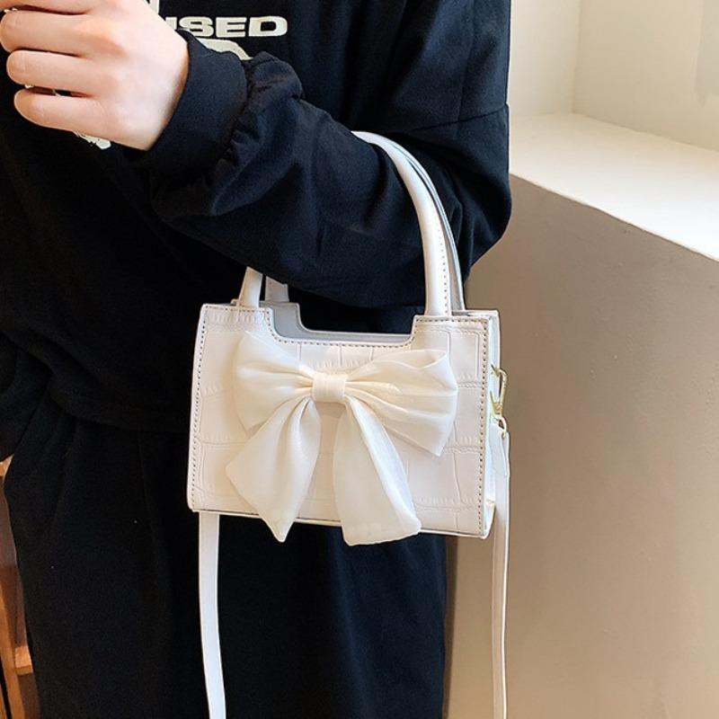 2024 Early Spring Texture Bow Bag, Unique Sweet Girl Crossbody Bag, New Single Shoulder Bag, Contrast Color Handbag