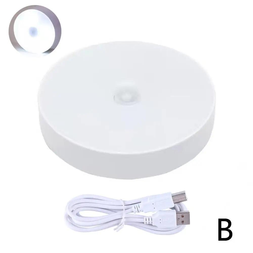 Mini LED Touch Sensor Night Lights USB Rechargeable Kitchen Lamp Portable Round Magnetic Night Light Dimming Wall Base Bedr I4Z1