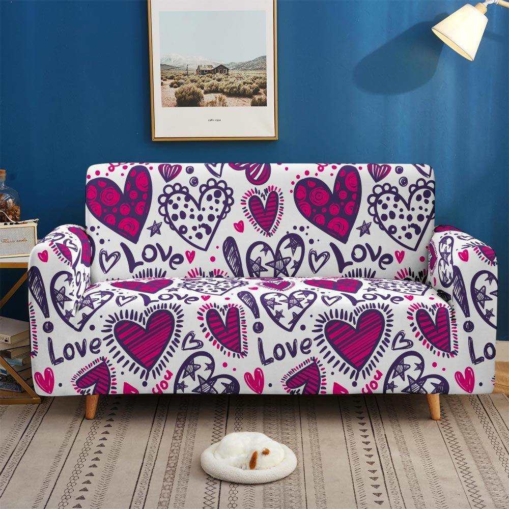 Red Colorful Non-Slip Elastic Sofa Cover, All-Inclusive Supply For All Seasons, 3D Digital Magic Cover