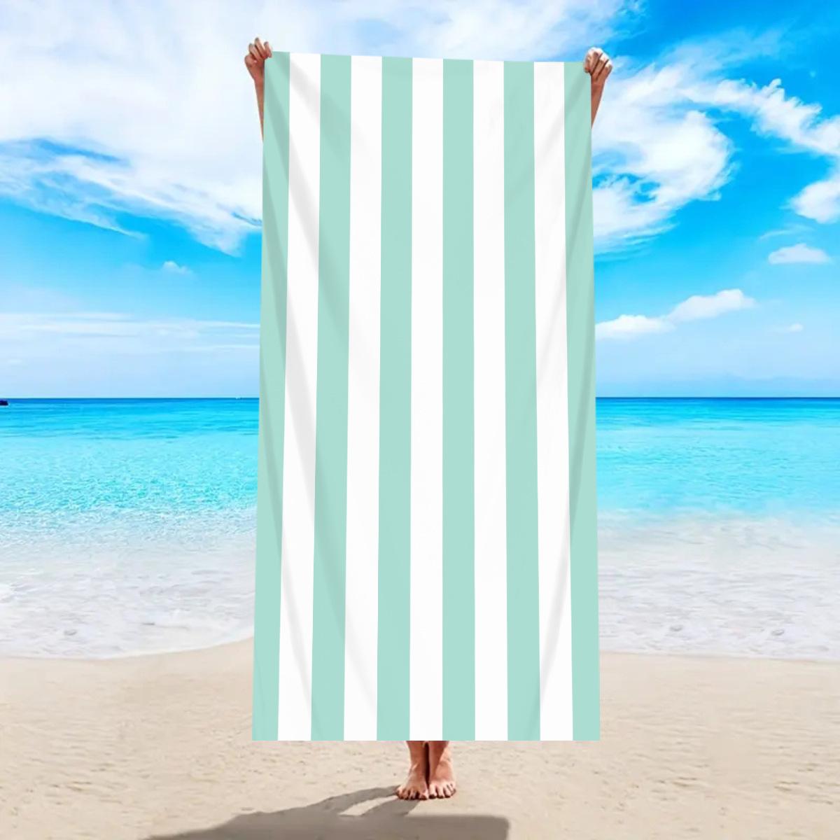 Colorful striped leopard print beach towel with personalized printing, ultra-fine fiber towel blanket, absorbent quick 50x100cm