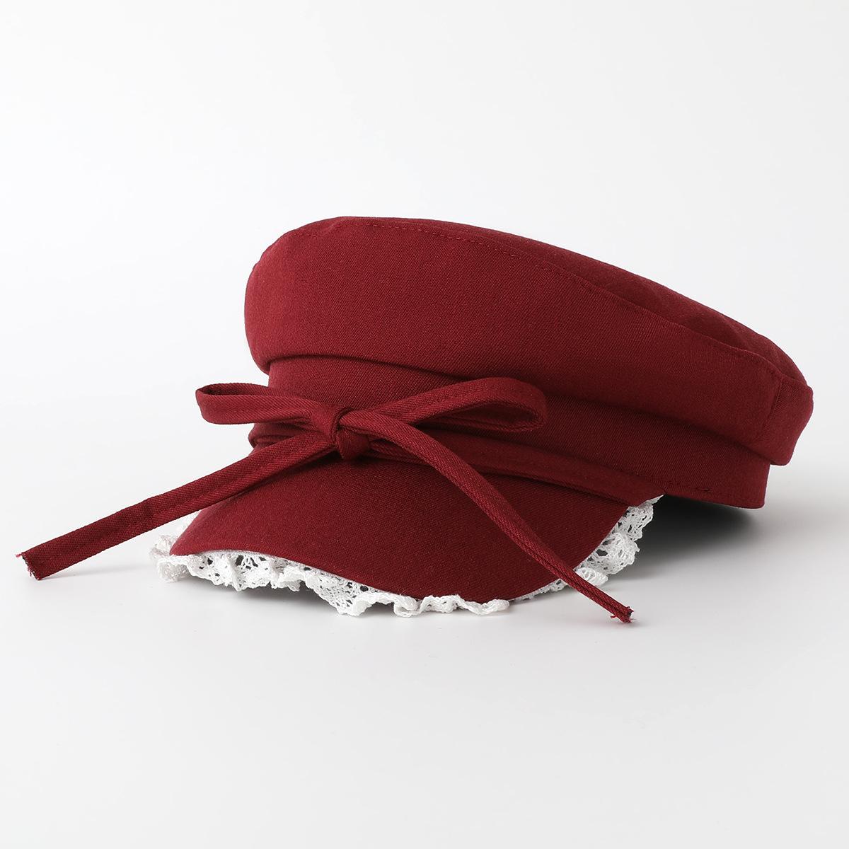 

Internet Celebrity With Beret British Style Xiaoxiangfeng Women Painter Hat One size темно-червоний колір