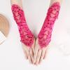 Satin Embroidery Hollow Out Beaded Gloves For Wedding Dresses Sequins Fingerless Wedding Accessories Elegant Bridal Gloves