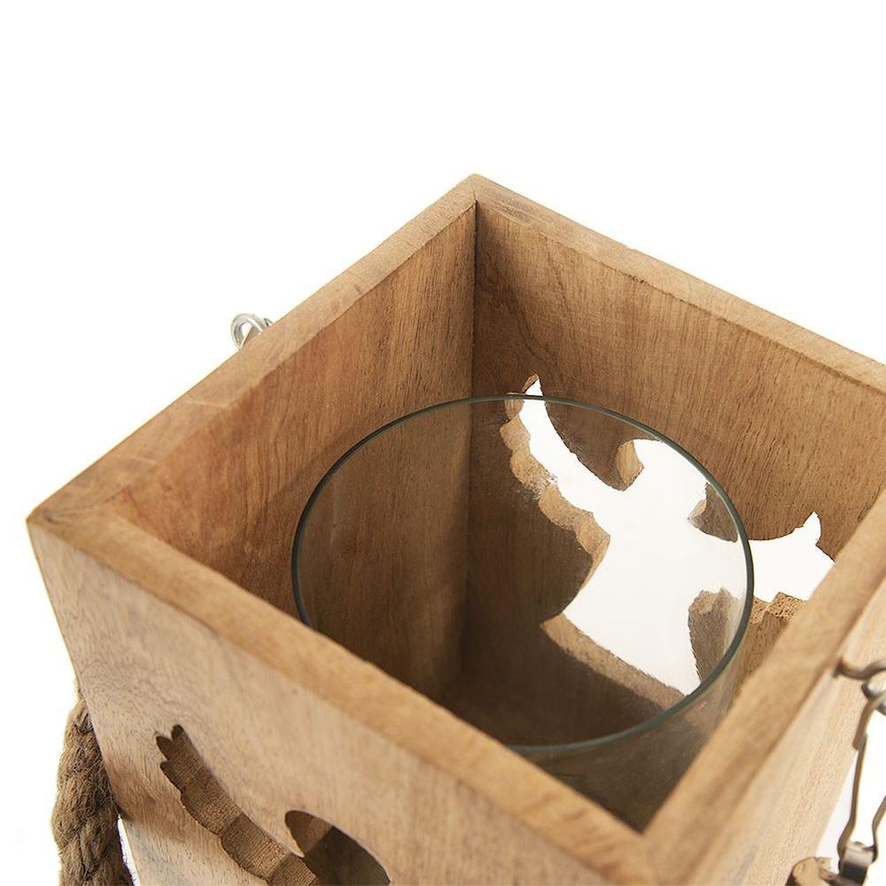 Wooden angel candle lantern MANGO 20.5 cm