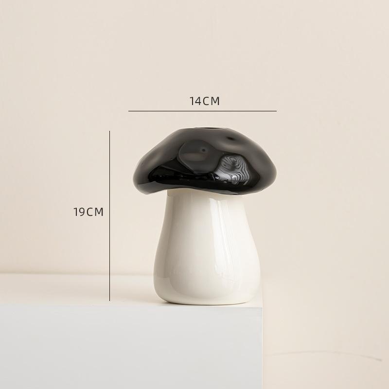 Creative Mushroom Shape Ceramic Vase Plant Pot Table Decoration Flowers Arrangement Artificial Flower Vases Room Aesthetic Decor