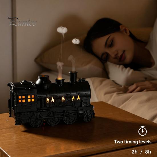Essential Oil Sprayer for Relaxation Vintage Steam Train Aroma Diffuser, 300ml Ultrasonic Cool Mist Humidifier with Dual Automatic Power Off
