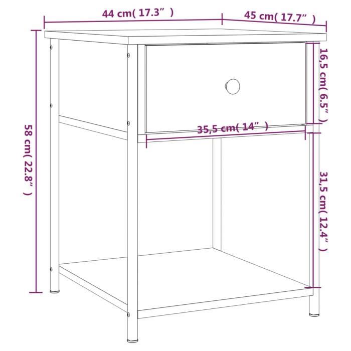 VidaXL Tables de chevet 2 pcs noir 44x45x58 cm bois d’ingénierie 825844