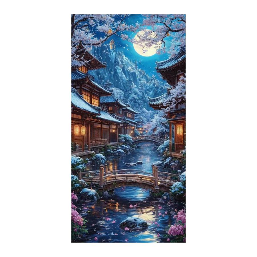 Moon Snow Mountain House Large Size Diamond Painting New Collection Winter Scenery Diy Full Drill Rhinestone Embroidery Mosaic Cross Stitch Kits
