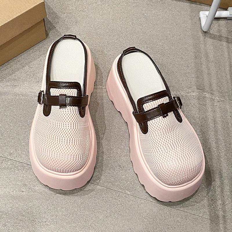 Fashion New 2025 Mesh Slippers Slip On 9CM Platform Wedge Sandals Women Summer Breathable High Heels Chunky Sneakers Woman