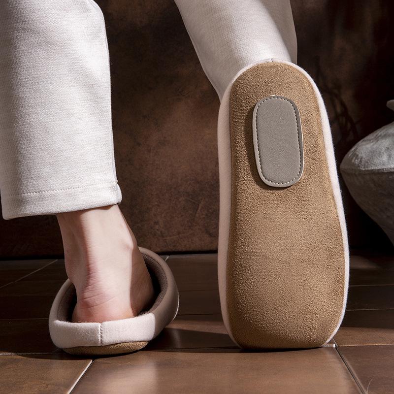 Silent cotton slippers winter indoor home 2025 new velvet warm and non-slip couple cotton drag winter
