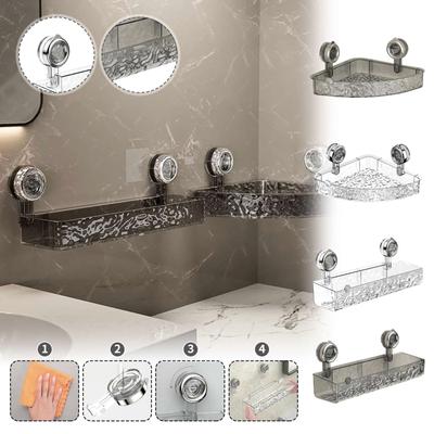 Transparent Wall Mounted Storage Rack Without Drilling, Detachable Triangular And Rectangular Bathroom Basket Wall Mounted.