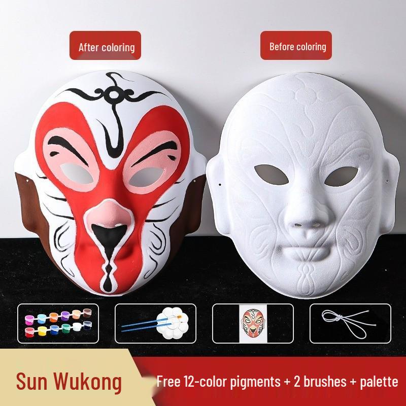 Kit de Pintura Facial de Ópera de Pekín Hecho a Mano para Manualidades de Máscaras para Padres e Hijos