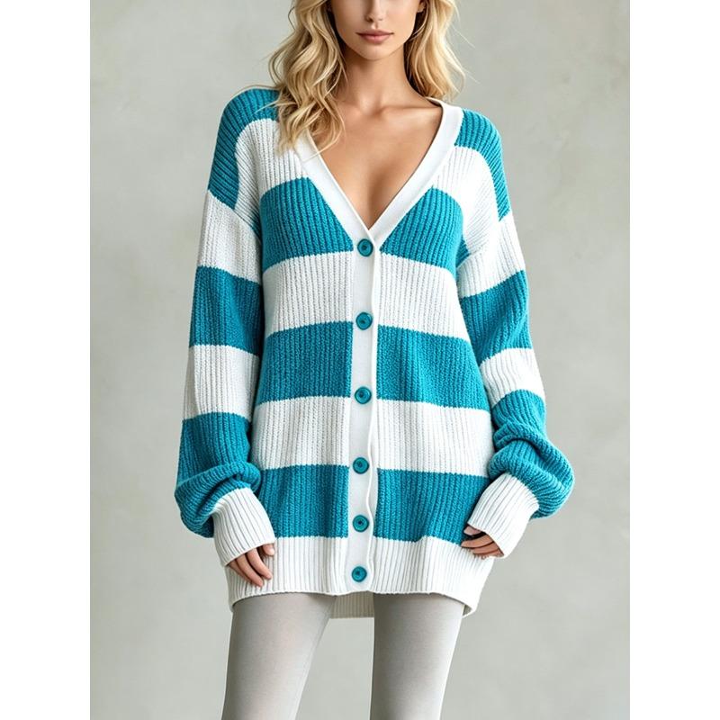 DICFY Women's Vintage Casual  Autumn Winter Long Sleeve V Neck Jackets & Coats