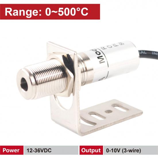 Compact Non-Contact Infrared Temperature Sensor 0-600°C 4-20mA/0-10V/0-5V RS485 Output Industrial Fixed Mount