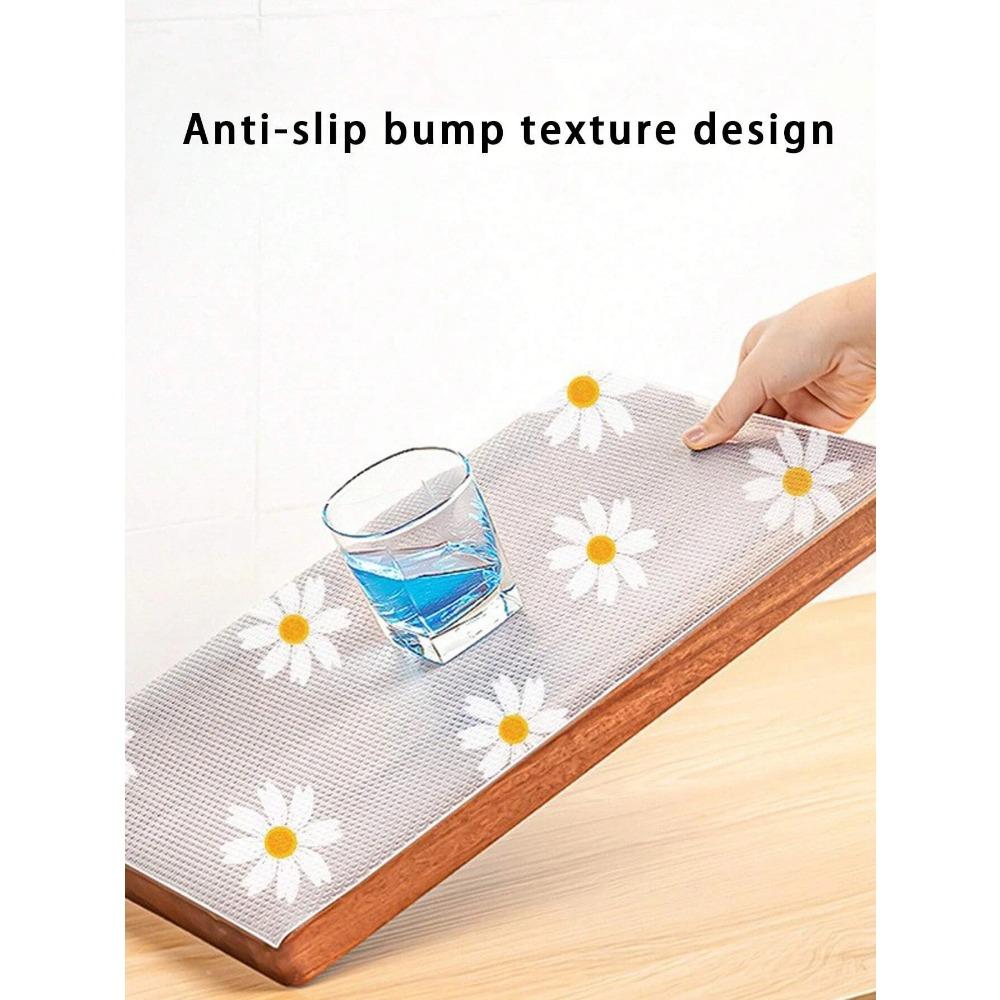 1 Roll Daisy Shelf Liner For Kitchen Cabinets EVA Waterproof Fridge Pad Cupboard Mat Easy Placemats Non-Adhesive Drawer Liner