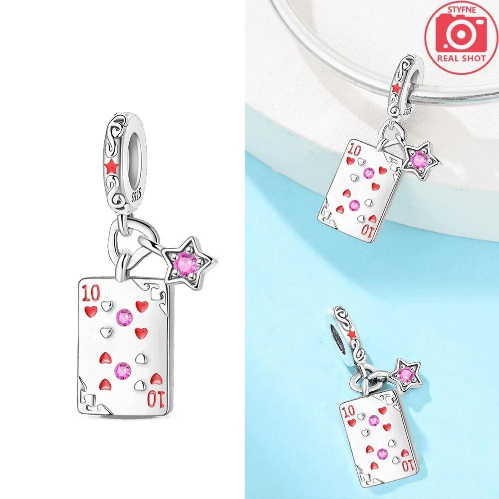 Poker Card Pendant Copper Colors Charm Beads Fit Original Charms Bracelet Beads For Women Jewelry Making Gifts