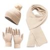 Autumn and winter new women's knitted hat scarf gloves three-piece outdoor thickened warm hairball wool hat set