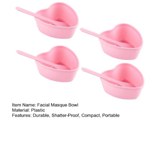 Plastic Facial Masque Bowl Set Heart-Shaped Mixing Bowls Brushes Reusable Skin Care Tools for Women Face Mixing