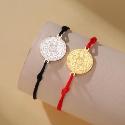 Adjustable Cord Bracelet With Seven Archangels Pendant And Seal Of Solomon Jewelry Unisex Gift