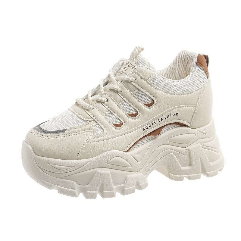 

2025 spring and autumn new versatile casual dad shoes fashionable white platform heightening sports Internet celebrity white shoes women 35