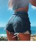 European-American Retro High Waist Cat Paw Ripped Denim Shorts