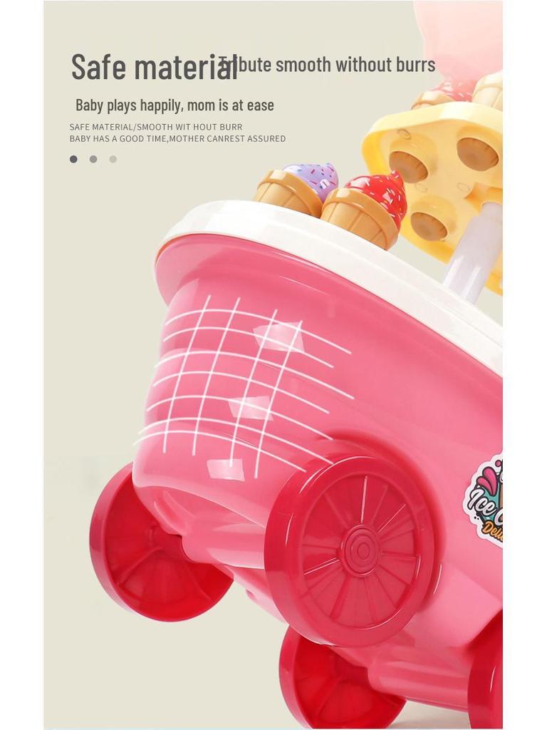 Children's Ice Cream Handcart & Music Toy Set - Ice Cream Machine & Motorcycle Role Play